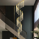 GobekUsa Crystal Staircase Chandelier LED Modern Interior Designer Gold Attic Lamps