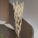 GobekUsa Crystal Staircase Chandelier LED Modern Interior Designer Gold Attic Lamps