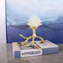 GobekUsa Crystal Stone Golden Bird Metal Tree Sculpture Room Decoration