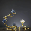 GobekUsa Crystal Stone Golden Bird Metal Tree Sculpture Room Decoration
