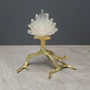GobekUsa Crystal Stone Golden Bird Metal Tree Sculpture Room Decoration