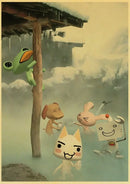 Cute 3d cat poster whimsical white cartoon art for bedroom decor by Decorbites