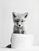 Cute animals canvas framed black & white bathroom wall art set by Decorbites