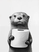 Cute animals canvas framed black & white bathroom wall art set by Decorbites