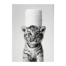 Cute animals canvas framed black & white bathroom wall art set by Decorbites