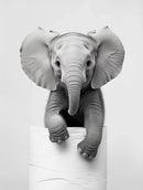 Cute animals canvas framed black & white bathroom wall art set by Decorbites