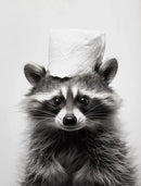 Cute animals canvas framed black & white bathroom wall art set by Decorbites