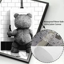 Cute bear bathroom canvas print black and white framed art by Decorbites