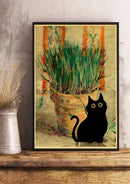 Vintage van gogh style black cute digital cats kraft paper bedroom art