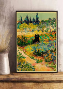 Vintage van gogh style black cute digital cats kraft paper bedroom art