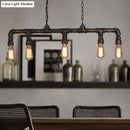 GobekUsa Cyberpunk Black Iron Plumbing Pipe Hanging Lamp - 5-Light Pendant for Dining Room Island