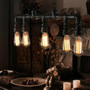 GobekUsa Cyberpunk Black Iron Plumbing Pipe Hanging Lamp - 5-Light Pendant for Dining Room Island