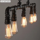 GobekUsa Cyberpunk Black Iron Plumbing Pipe Hanging Lamp - 5-Light Pendant for Dining Room Island