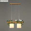 GobekUsa Cylindrical Milk Glass Island Lamp with Bird Deco for Country Style Restaurants