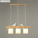 GobekUsa Cylindrical Milk Glass Island Lamp with Bird Deco for Country Style Restaurants