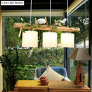GobekUsa Cylindrical Milk Glass Island Lamp with Bird Deco for Country Style Restaurants