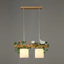 GobekUsa Cylindrical Milk Glass Island Lamp with Bird Deco for Country Style Restaurants