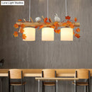 GobekUsa Cylindrical Milk Glass Island Lamp with Bird Deco for Country Style Restaurants