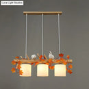 GobekUsa Cylindrical Milk Glass Island Lamp with Bird Deco for Country Style Restaurants