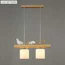 GobekUsa Cylindrical Milk Glass Island Lamp with Bird Deco for Country Style Restaurants