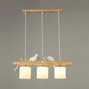 GobekUsa Cylindrical Milk Glass Island Lamp with Bird Deco for Country Style Restaurants