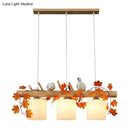 GobekUsa Cylindrical Milk Glass Island Lamp with Bird Deco for Country Style Restaurants