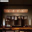 GobekUsa Cylindrical Rattan Island Pendant Light - Southeast Asian Style with 3 Bulbs for Tea Room Ceiling