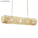 GobekUsa Cylindrical Rattan Island Pendant Light - Southeast Asian Style with 3 Bulbs for Tea Room Ceiling