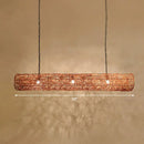 GobekUsa Cylindrical Rattan Island Pendant Light - Southeast Asian Style with 3 Bulbs for Tea Room Ceiling