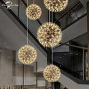 GobekUsa Dandelion Ball LED Chandelier for Staircase Restaurant - Nordic Firework Design