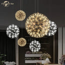 GobekUsa Dandelion Ball LED Chandelier for Staircase Restaurant - Nordic Firework Design