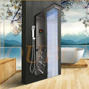 GobekUsa Dark Grey LED Shower Panel Column with Rainfall Waterfall Spa Jets