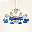 GobekUsa Dazzling Baroque Chandelier in Blue with Cut Glass Pendants - Available in 5, 9 or 11 Lights, 3 Sizes