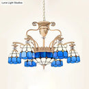 GobekUsa Dazzling Baroque Chandelier in Blue with Cut Glass Pendants - Available in 5, 9 or 11 Lights, 3 Sizes