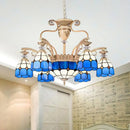 GobekUsa Dazzling Baroque Chandelier in Blue with Cut Glass Pendants - Available in 5, 9 or 11 Lights, 3 Sizes