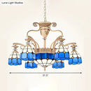 GobekUsa Dazzling Baroque Chandelier in Blue with Cut Glass Pendants - Available in 5, 9 or 11 Lights, 3 Sizes