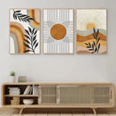 Minimalist earthy desert plants geometric sun wall art bedroom set by Decorbites