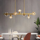 GobekUsa Diamond Crystal Brass Pendant with 7 Lights - Linear Restaurant Island Lamp