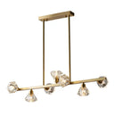 GobekUsa Diamond Crystal Brass Pendant with 7 Lights - Linear Restaurant Island Lamp