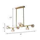 GobekUsa Diamond Crystal Brass Pendant with 7 Lights - Linear Restaurant Island Lamp