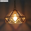 GobekUsa Diamond Pendant Ceiling Light in Brass with Clear Glass for Bedroom