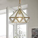 GobekUsa Diamond Pendant Ceiling Light in Brass with Clear Glass for Bedroom