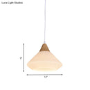 GobekUsa Diamond White Glass Pendant Light – Modernist Wood Dining Room Ceiling Lighting with 1 Light