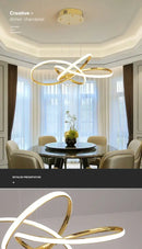 GobekUsa Dimmable Modern Chandelier: Gold/Chrome/Black, 60cm