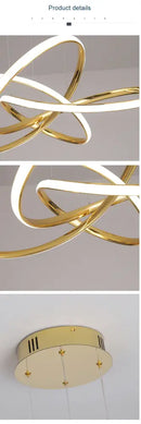 GobekUsa Dimmable Modern Chandelier: Gold/Chrome/Black, 60cm
