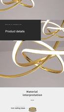 GobekUsa Dimmable Modern Chandelier: Gold/Chrome/Black, 60cm