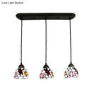 GobekUsa Dining Table Hanging Lights: Dragonfly Linear Fixture with Art Glass Shade (3-Light)
