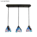 GobekUsa Dining Table Hanging Lights: Dragonfly Linear Fixture with Art Glass Shade (3-Light)