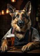 Pug in vest dog pub canvas wall art for home bar or living room