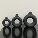 Modern black donut shape flower vase set living room decor by Decorbites